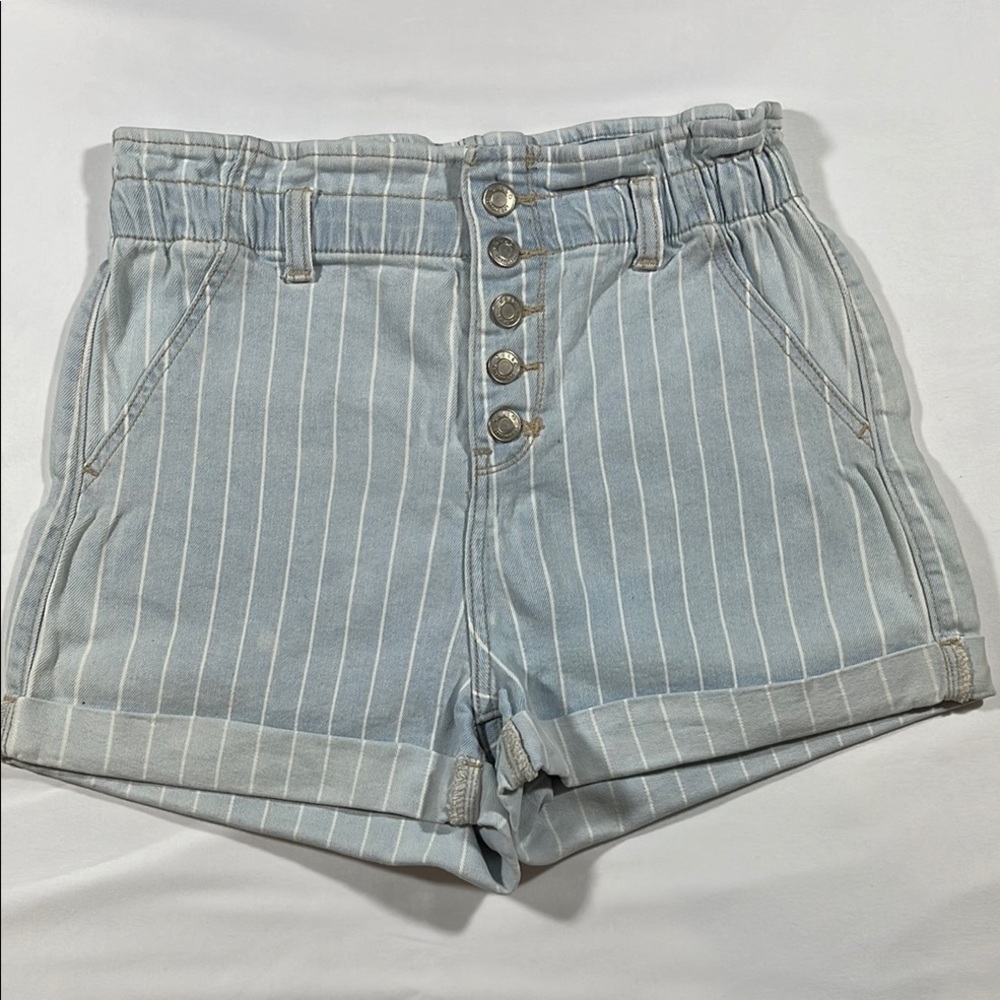 Cello High Waist Blue and White Striped Shorts